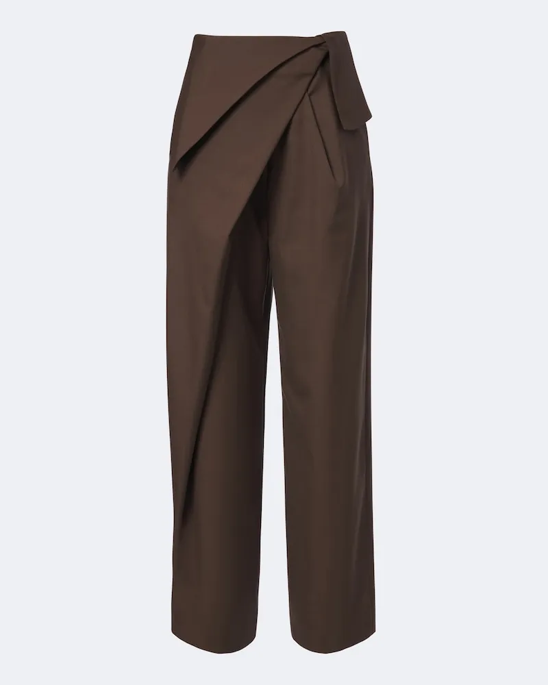 Loewe Weite Hose aus Wolle Braun