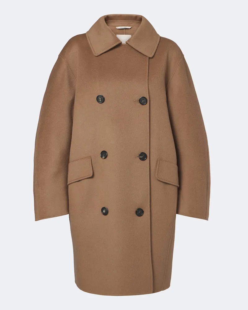 Max Mara Zweireihiger Mantel aus Schurwolle Braun