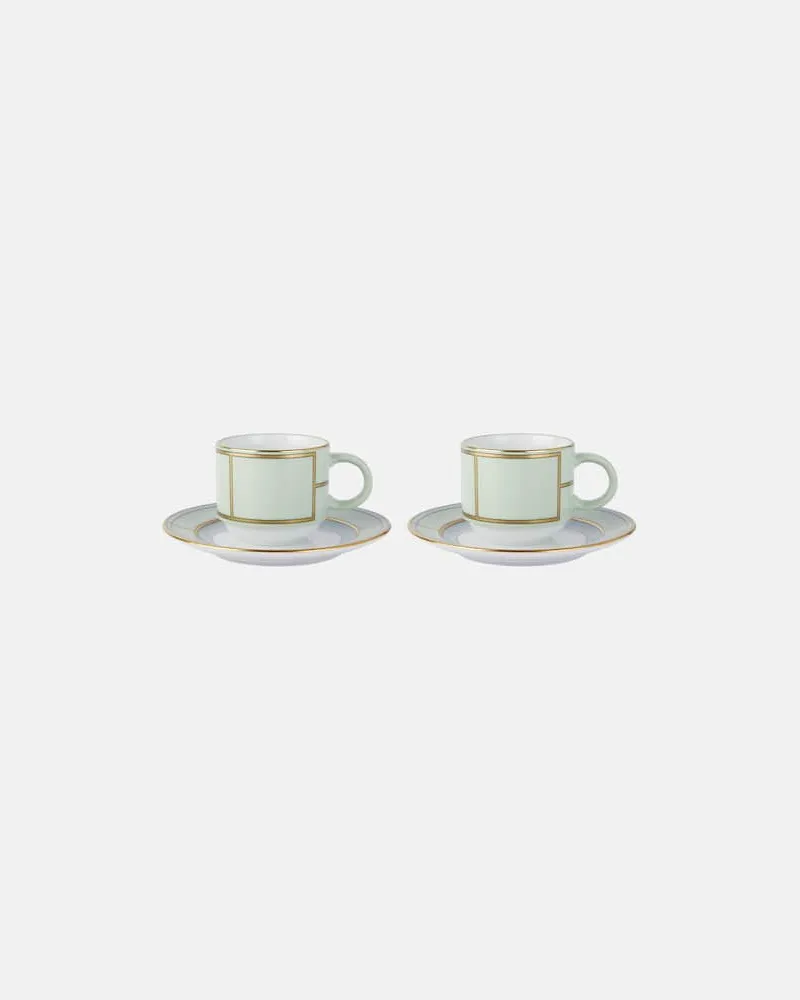 Ginori 1735 Set Diva aus zwei Espressotassen und Untertassen Grün