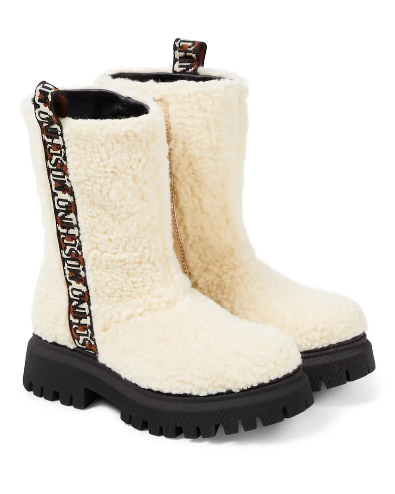 Moschino Stiefel aus Teddyfleece Weiã