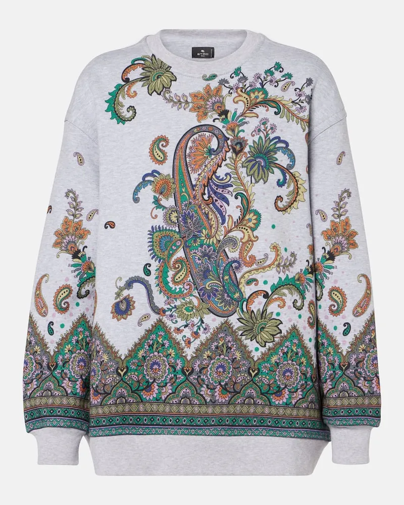 Etro Bedrucktes Sweatshirt aus Baumwoll-Jersey Blau