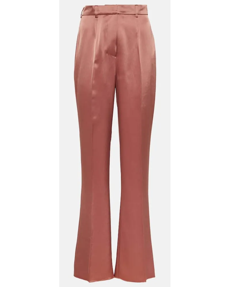 Nanushka Gerade High-Rise-Hose Leena aus Satin Braun
