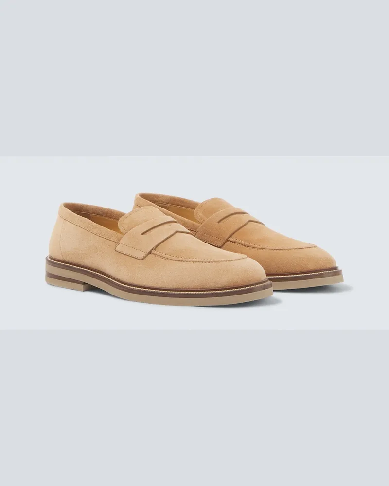 Brunello Cucinelli Loafers aus Veloursleder Beige