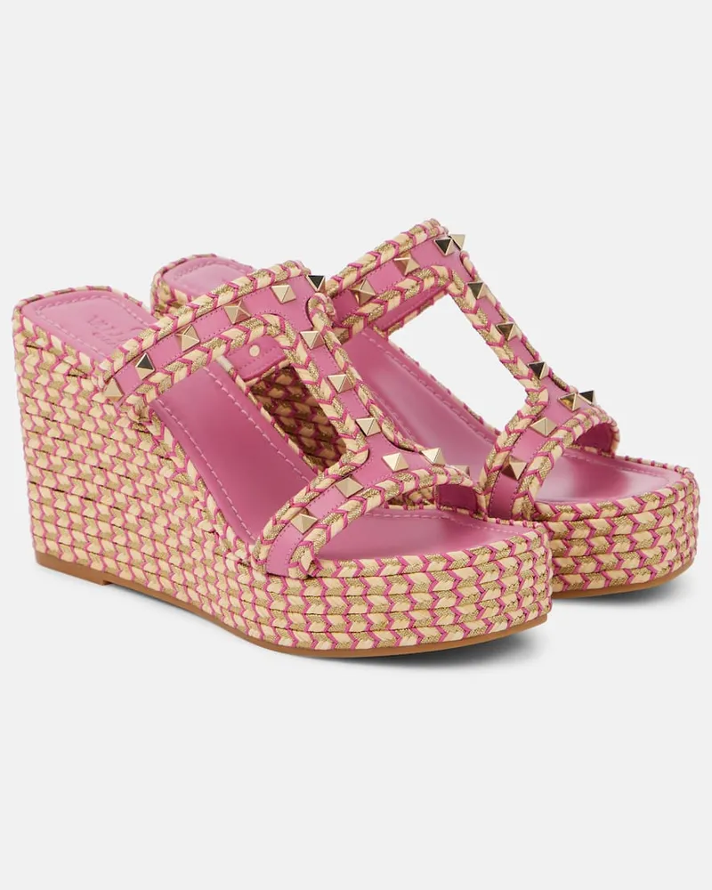 Valentino Garavani Wedge-Sandalen Rockstud mit Leder Rosa