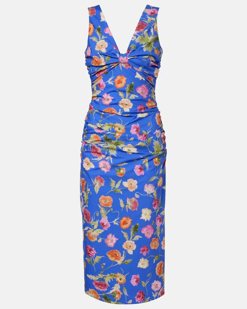 Carolina Herrera New York Midikleid aus einem Baumwollgemisch Multicolor