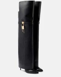 Givenchy Overknee-Stiefel Shark Lock aus Leder Schwarz