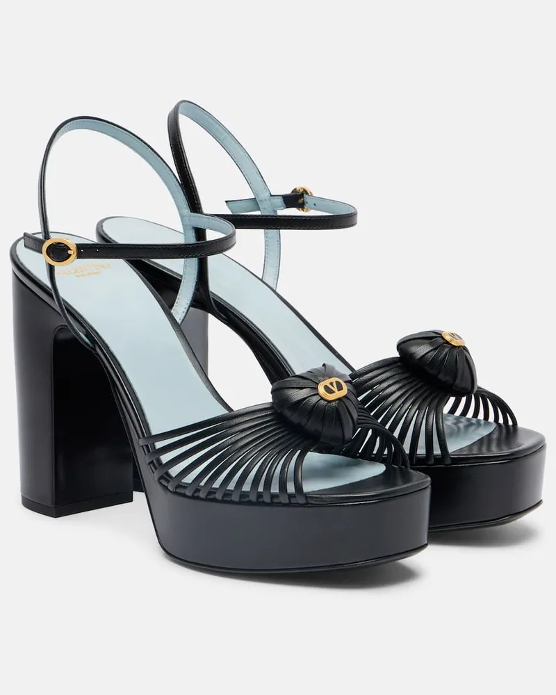 Valentino Garavani Plateausandalen Royal VLogo 115 aus Leder Schwarz
