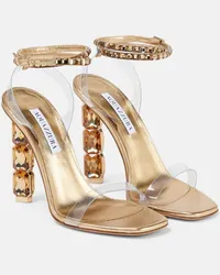 Aquazzura Verzierte Sandalen Aura Plexi 105 Gold