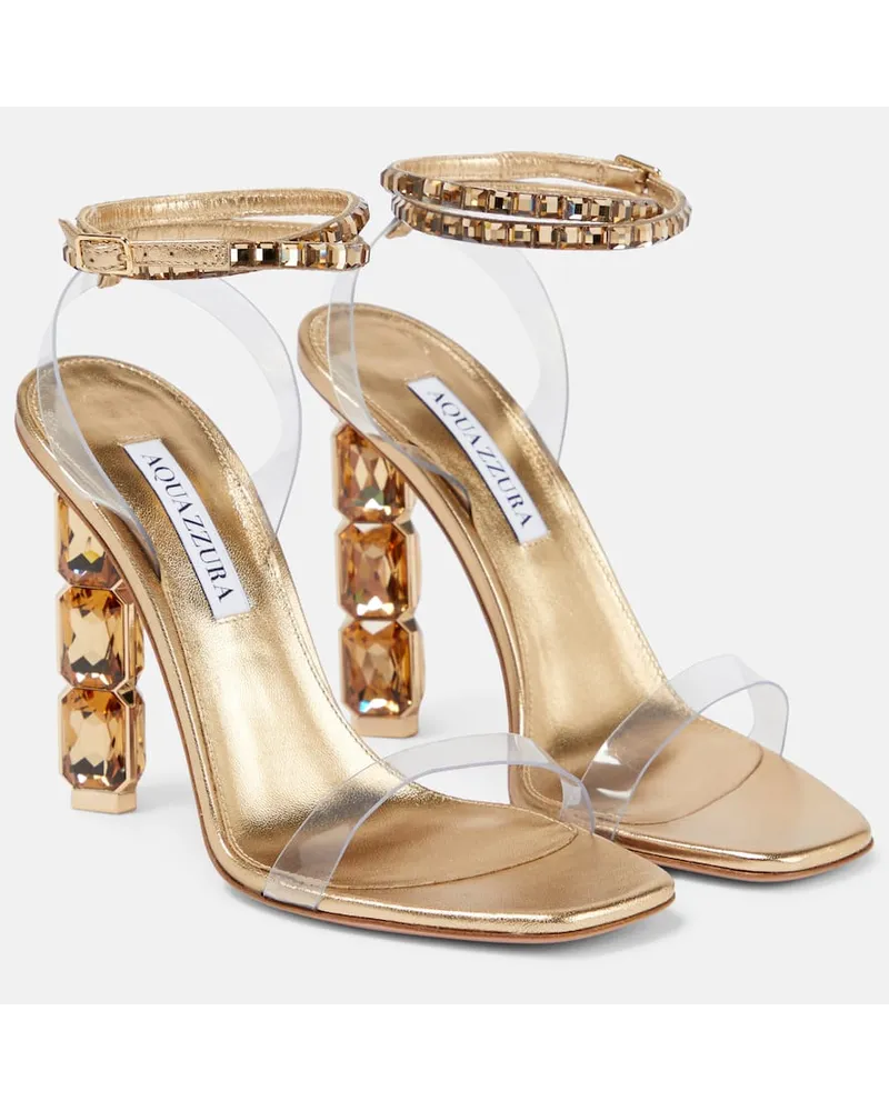 Aquazzura Verzierte Sandalen Aura Plexi 105 Gold