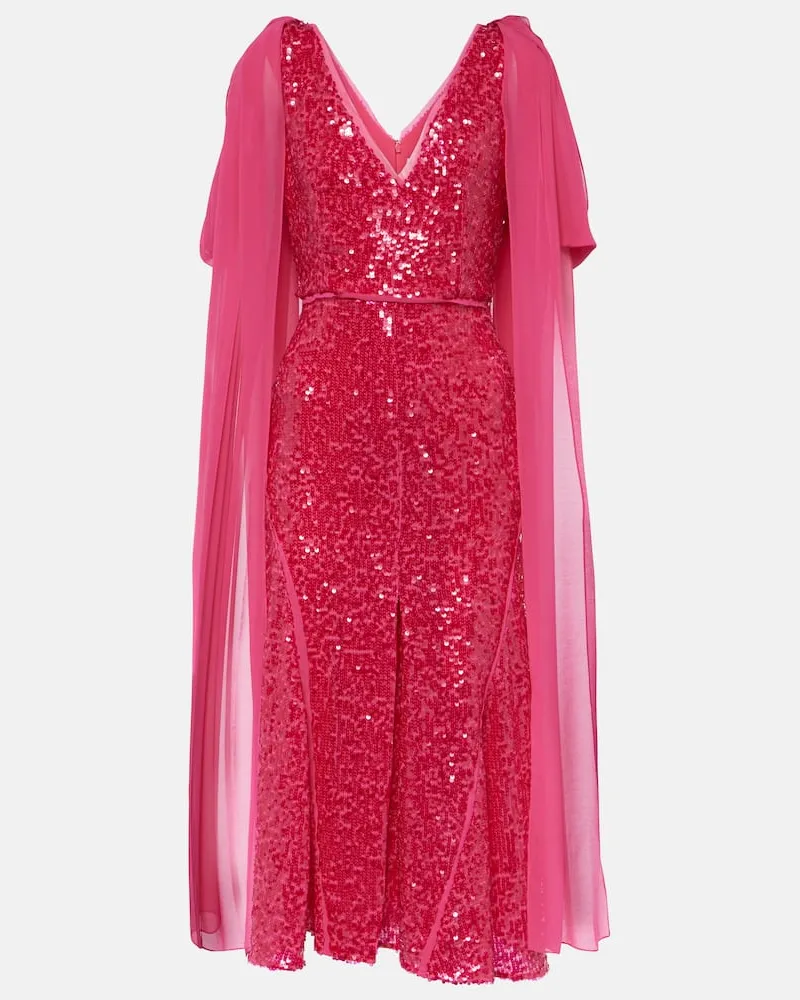 Erdem Midikleid mit Pailletten Rosa