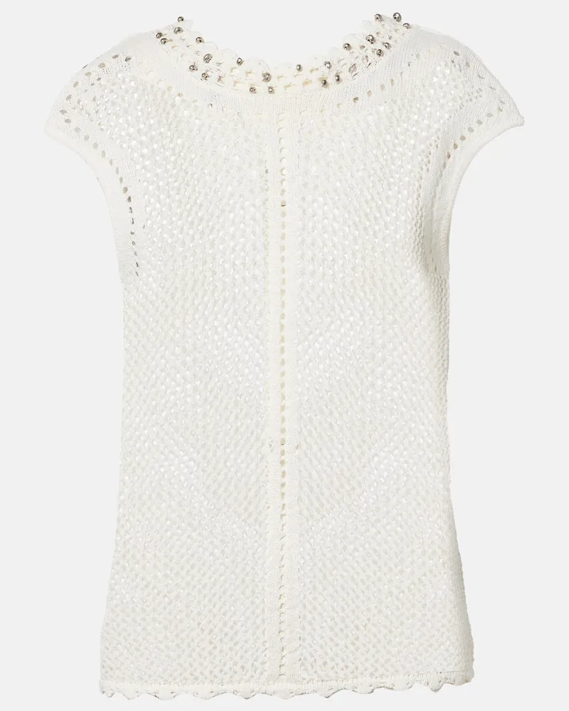 Isabel Marant Verziertes Top Metorie aus Häkelstrick Weiß