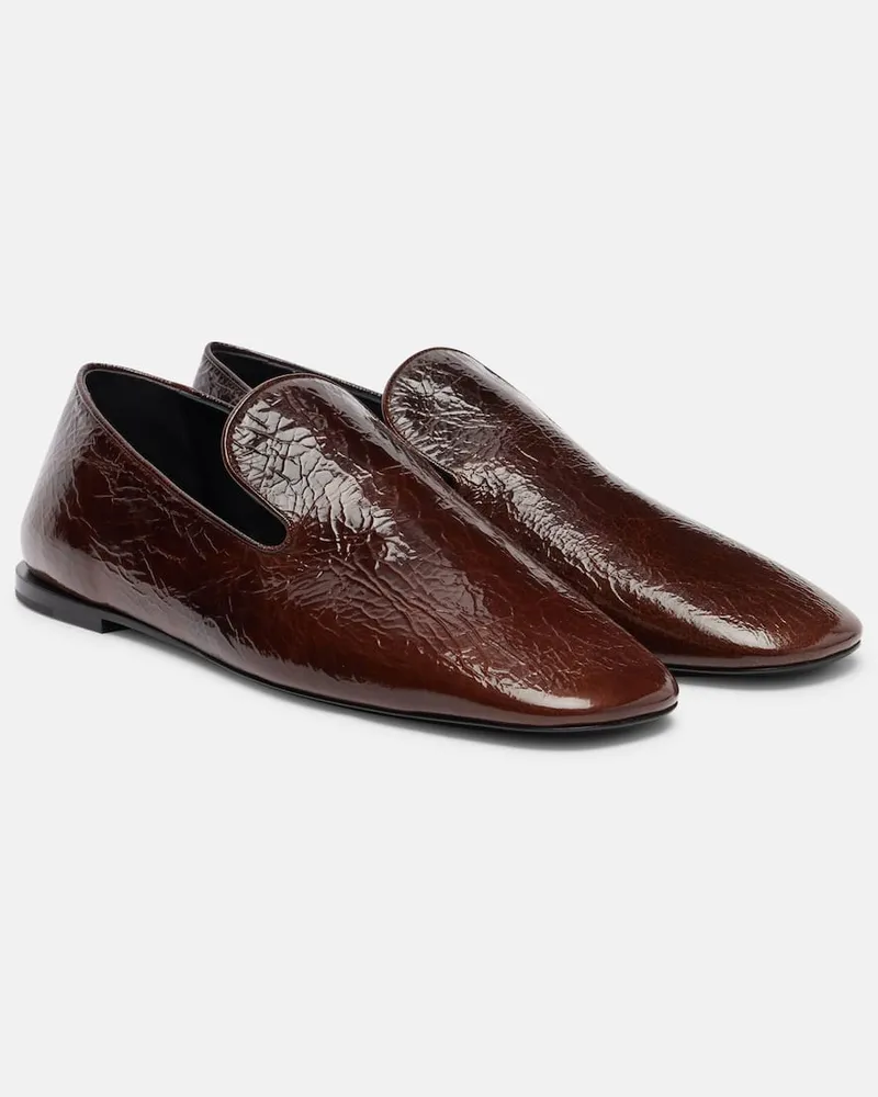 Jil Sander Slip-Ons aus Lackleder Braun
