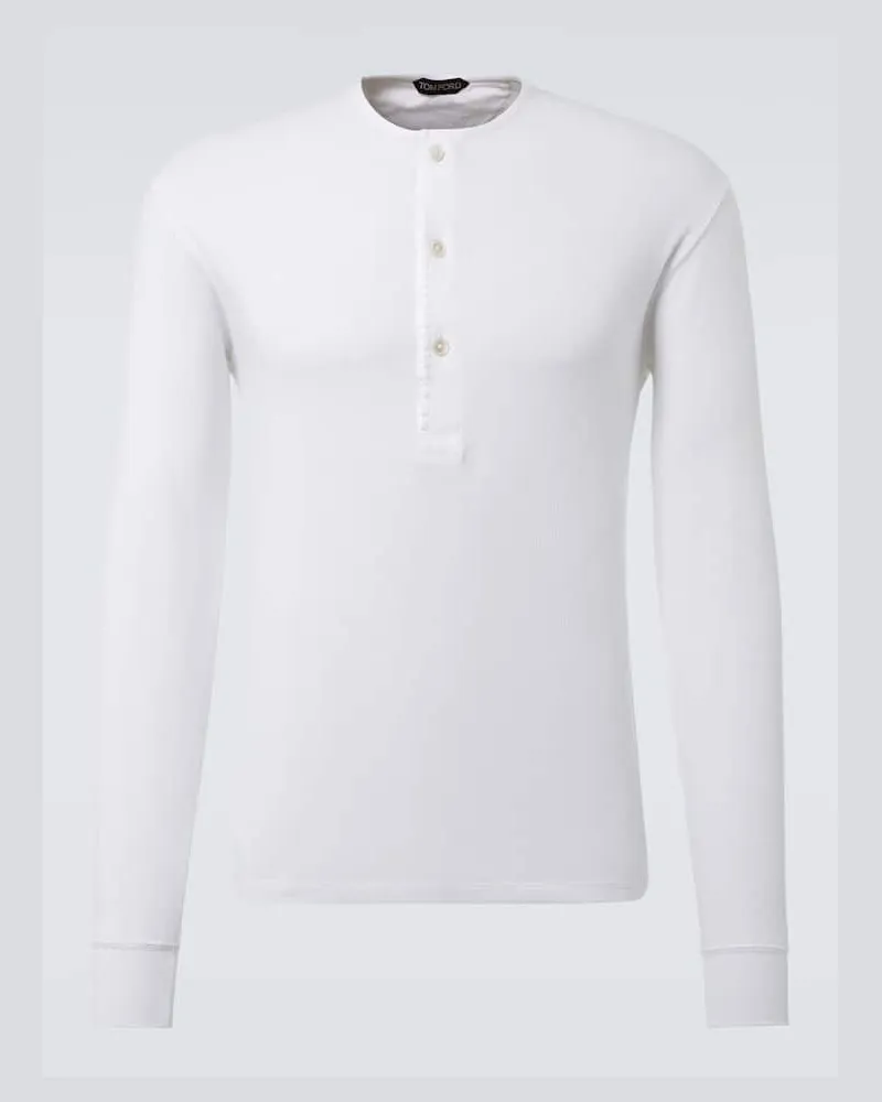 Tom Ford Henley-Top aus einem Baumwollgemisch Weiß