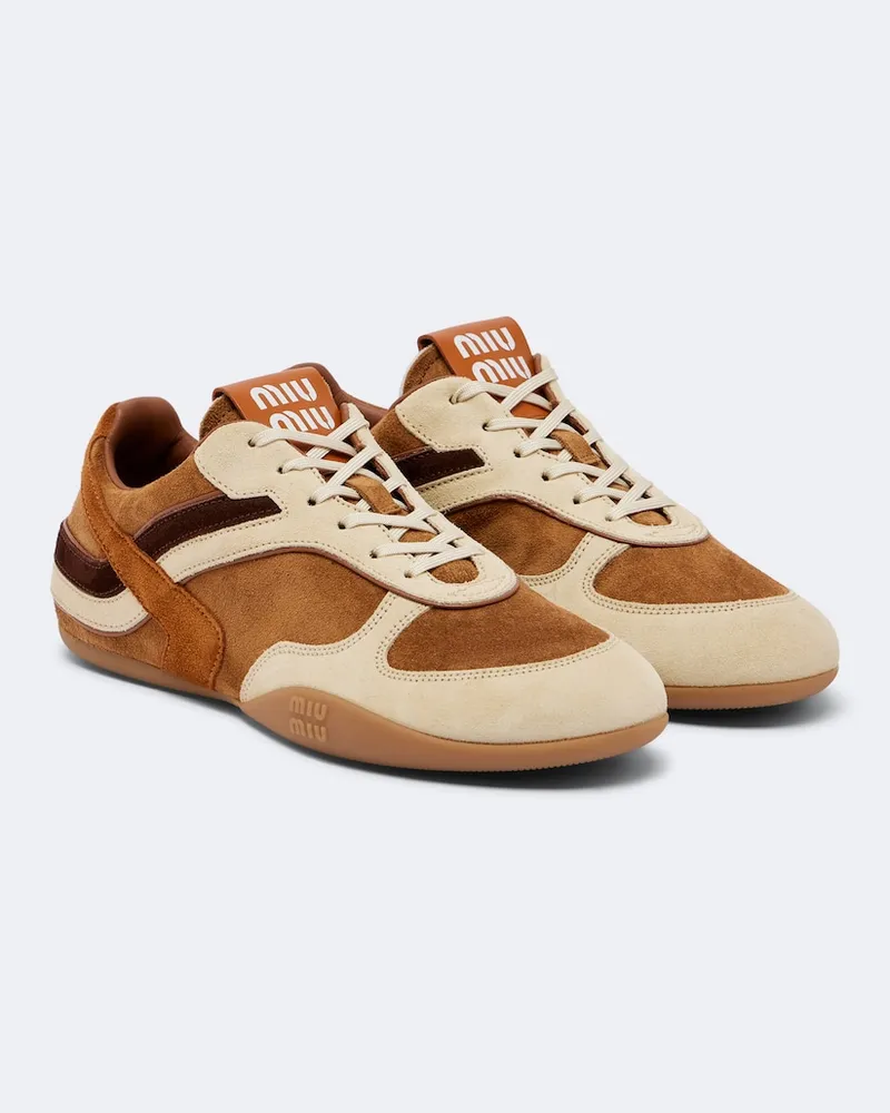 Miu Miu Sneakers Gymnasium aus Veloursleder Braun