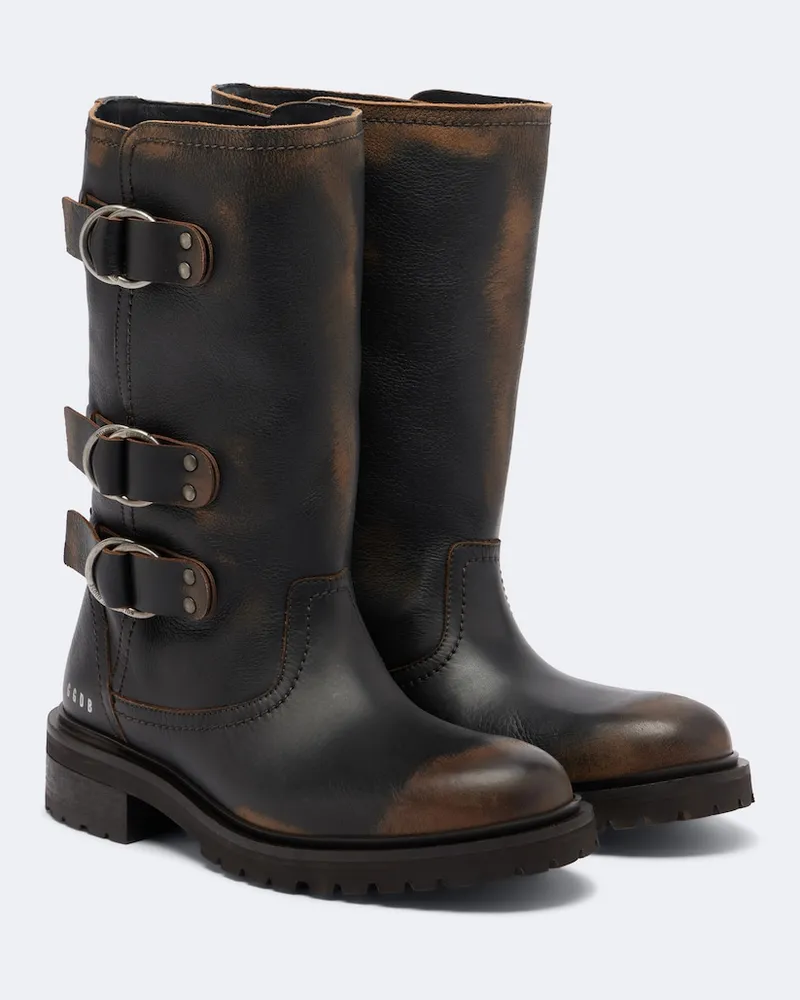 Golden Goose Biker Boots Kurt aus Leder Braun