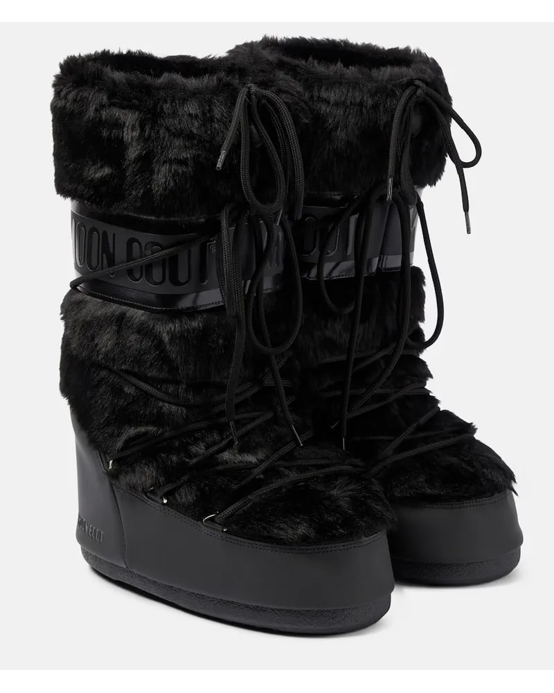 Moon Boot Schneestiefel Icon mit Faux Fur Schwarz