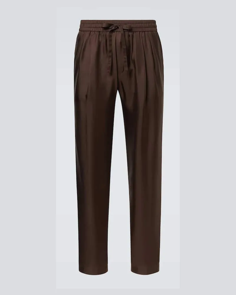 Dolce & Gabbana Hose aus Seiden-Twill Braun