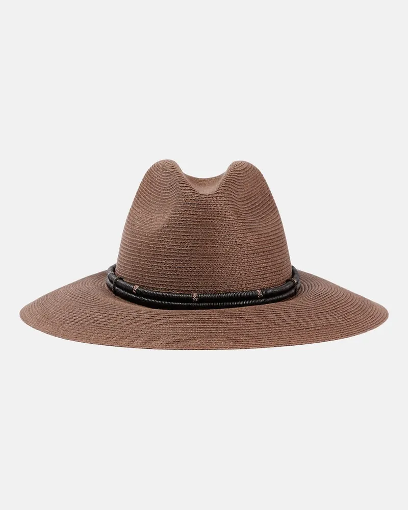Brunello Cucinelli Fedora-Hut Monili mit Leder Beige