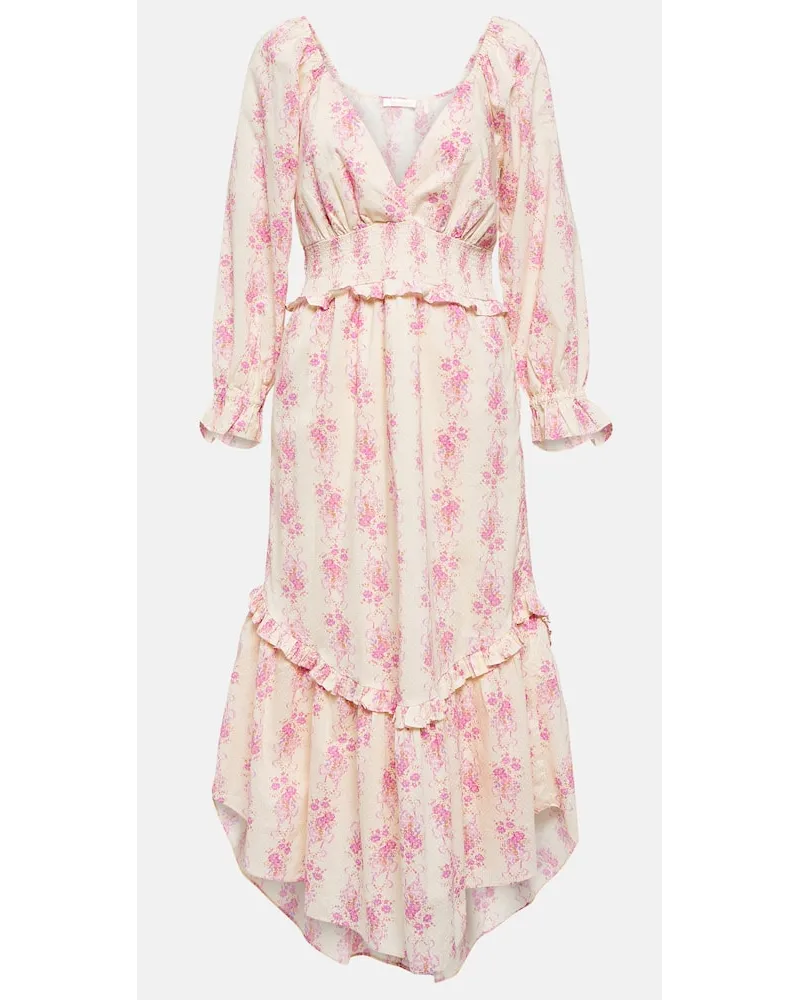 LoveShackFancy Midikleid Firefly aus Baumwolle Pink