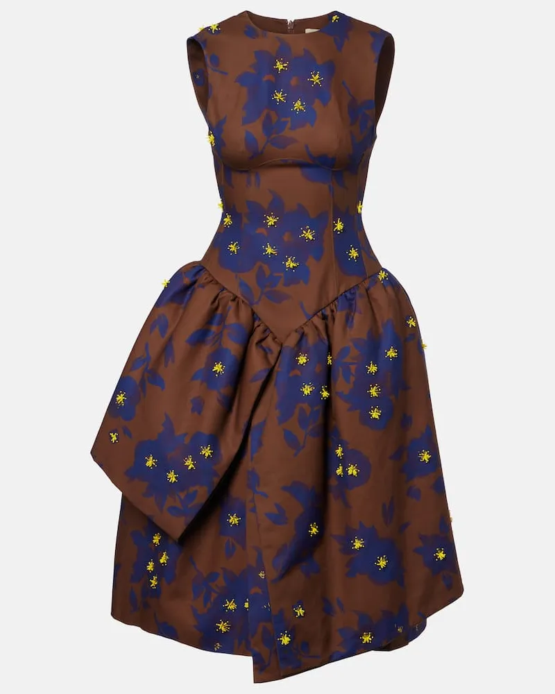 SHUSHU/TONG Bedrucktes Midikleid aus Baumwolle Multicolor