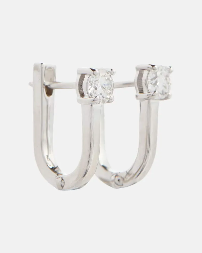 Melissa Kaye Ohrringe Aria U Huggie aus 18kt Weißgold mit Diamanten Silber