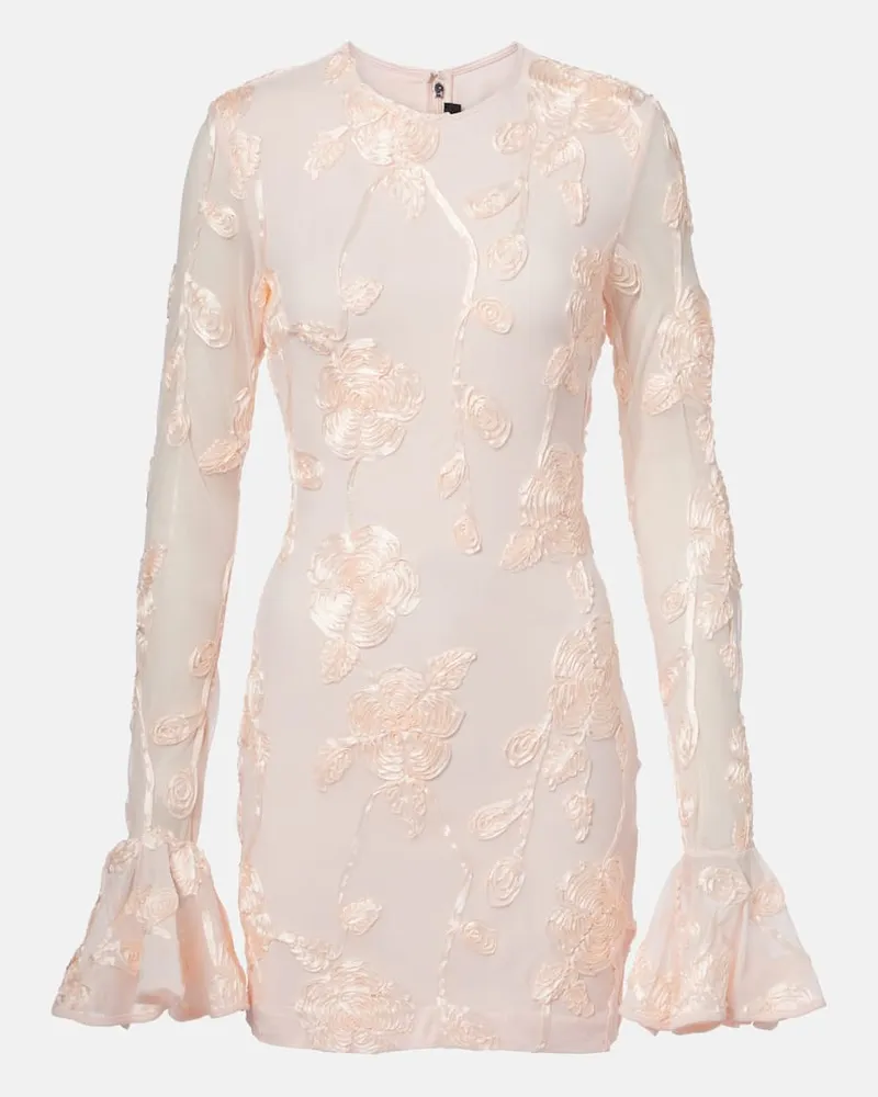 ROTATE Birger Christensen Besticktes Minikleid aus Mesh Rosa