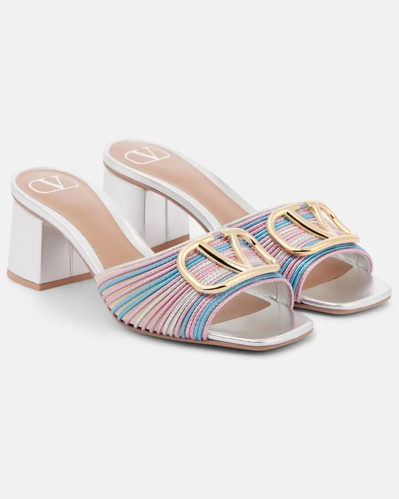 Valentino Garavani Pantoletten VLogo Signature aus Metallic-Leder Rosa