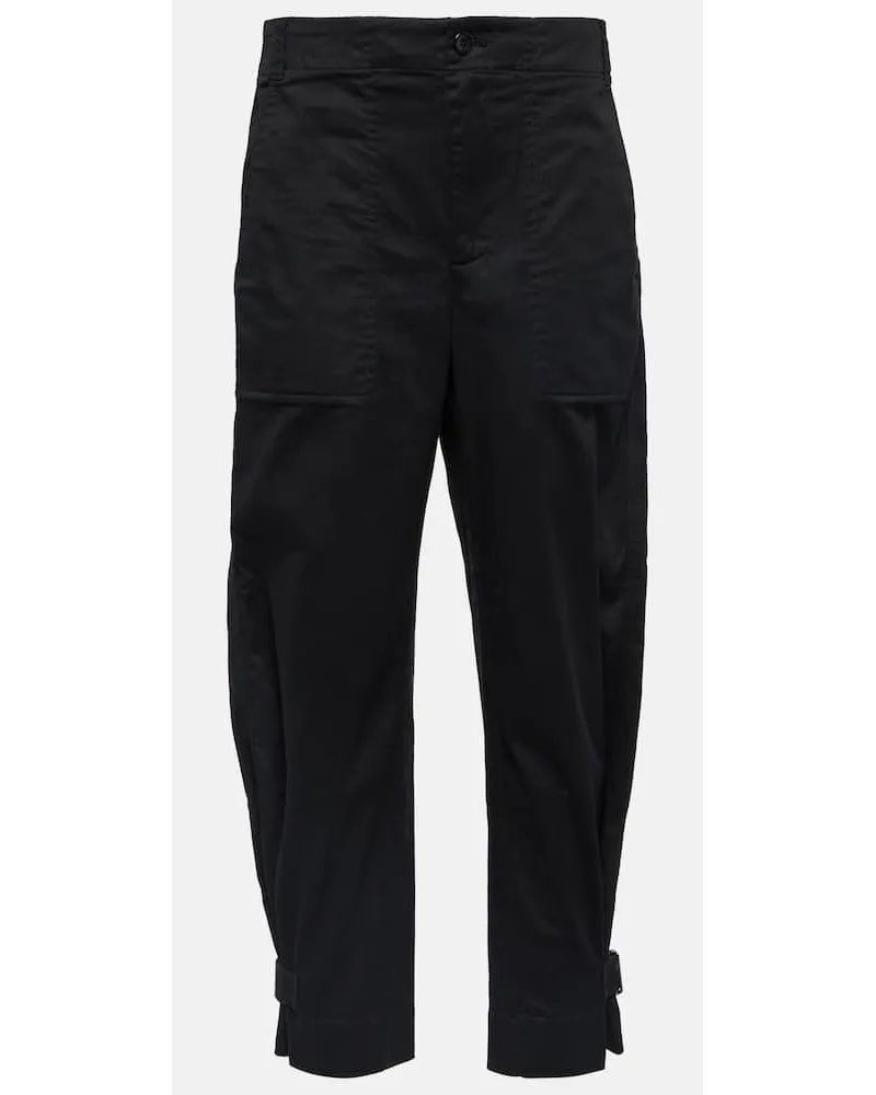 Proenza Schouler White Label High-Rise-Hose aus Baumwoll-Twill Schwarz