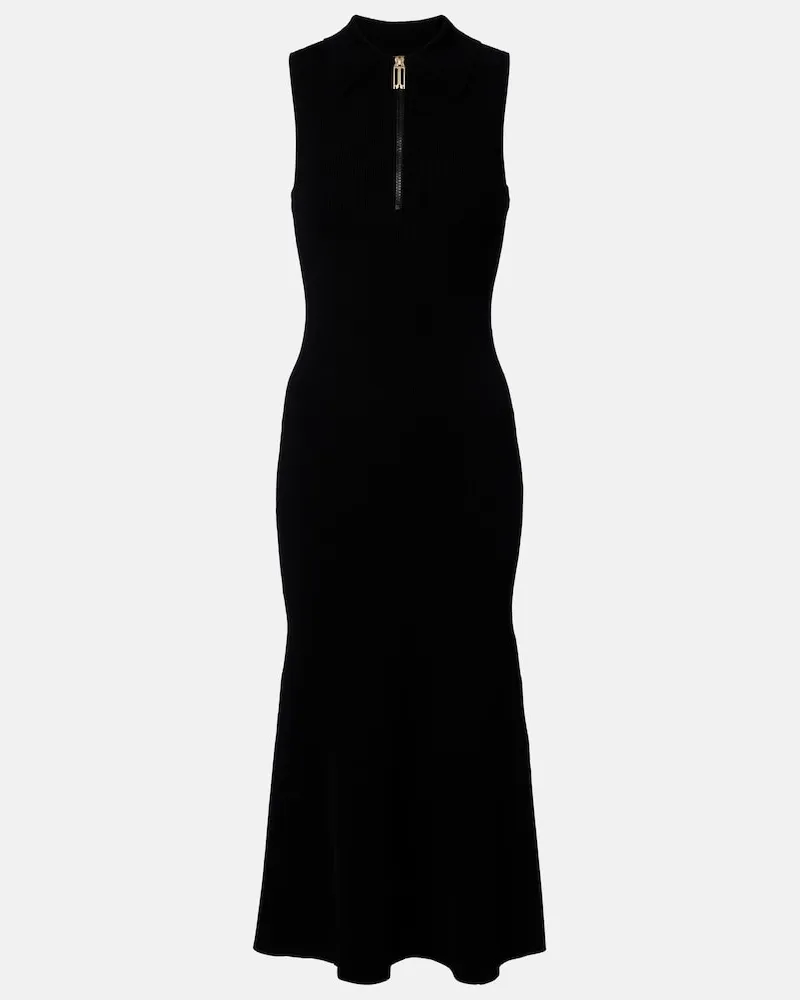 Victoria Beckham Midikleid Mira aus Rippstrick Schwarz