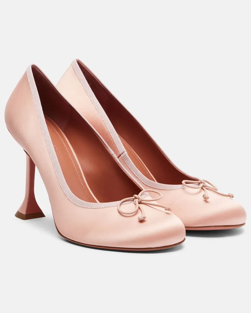 Amina Muaddi Pumps Lila 95 aus Satin Pink
