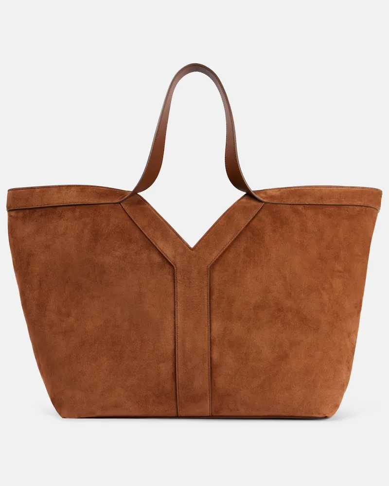 Saint Laurent Tote Bag Y aus Veloursleder Braun