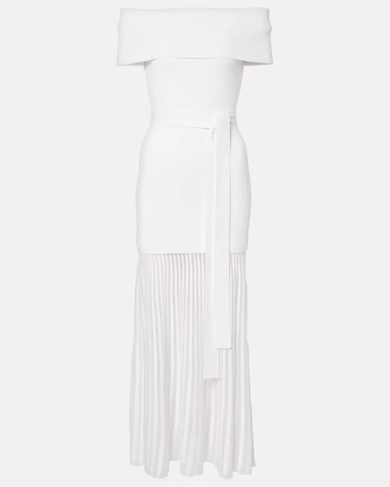 Rebecca Vallance Off-Shoulder-Midikleid Mariana aus Strick Weiß
