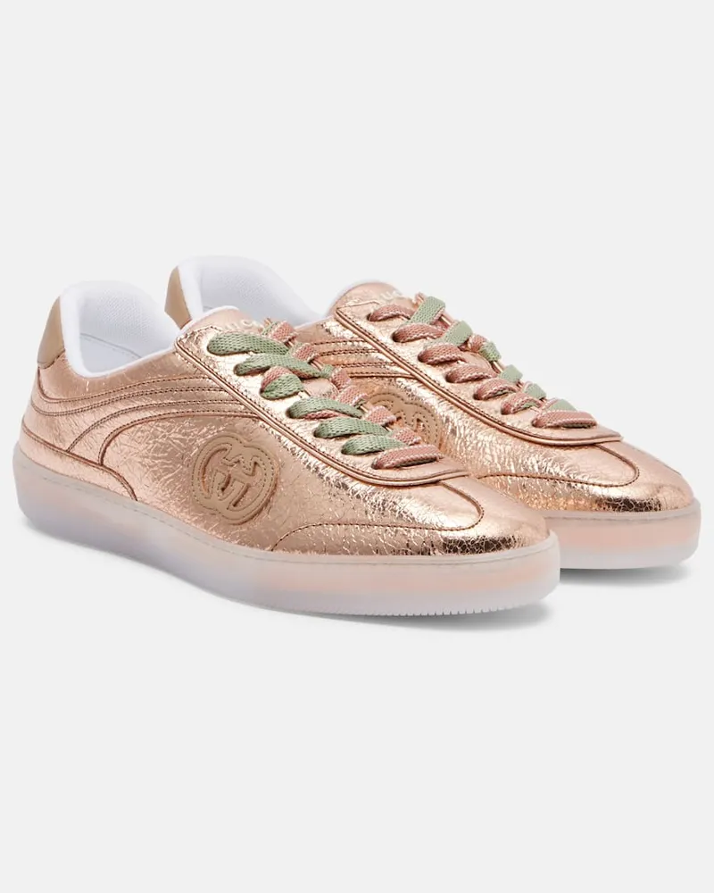 Gucci Sneakers G75 aus Metallic-Leder Rosa