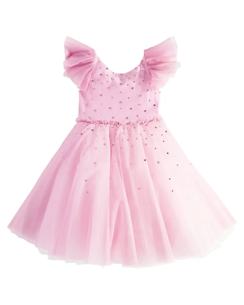 Monnalisa Verziertes Kleid aus Tüll Rosa