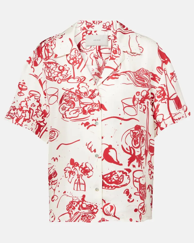 ASCENO Bedrucktes Hemd Pragua aus Seiden-Twill Rot