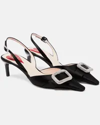 Roger Vivier Verzierte Slingback-Pumps Dorsay aus Satin Schwarz