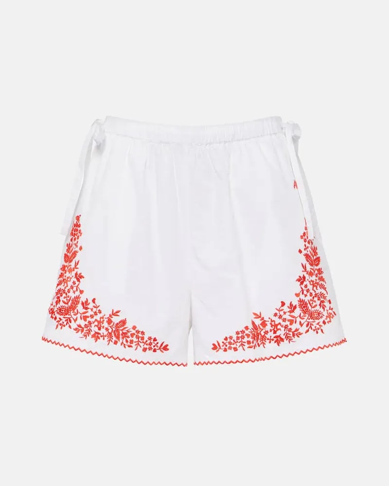 ALEMAIS Alémais Bestickte Shorts Hearts aus Baumwolle Weiß