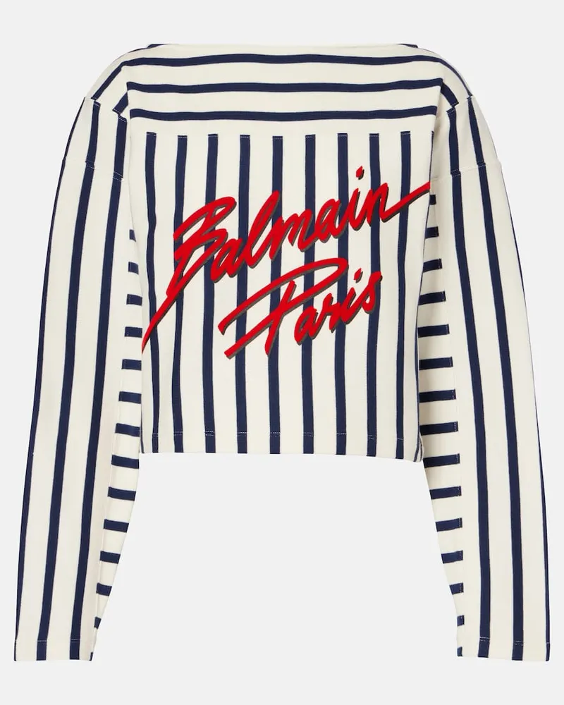 Balmain Cropped-Sweatshirt Weiß