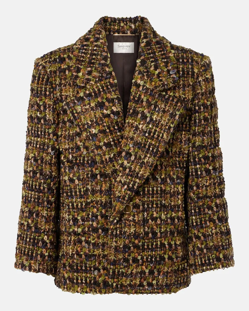 Saint Laurent Jacke aus Tweed Grün