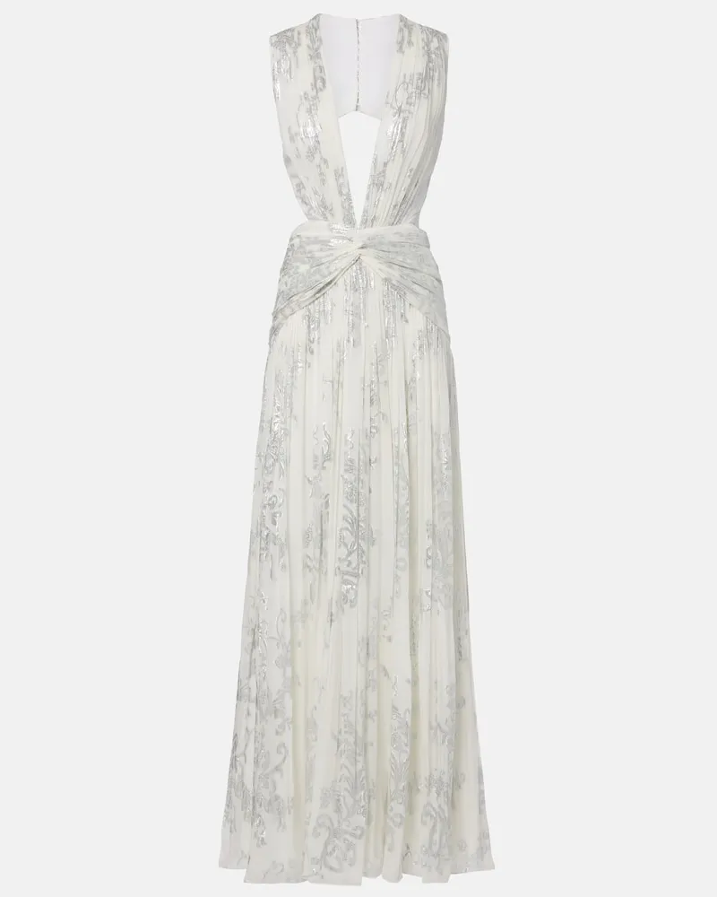 COSTARELLOS Robe Amalia aus Seiden-Georgette Weiß