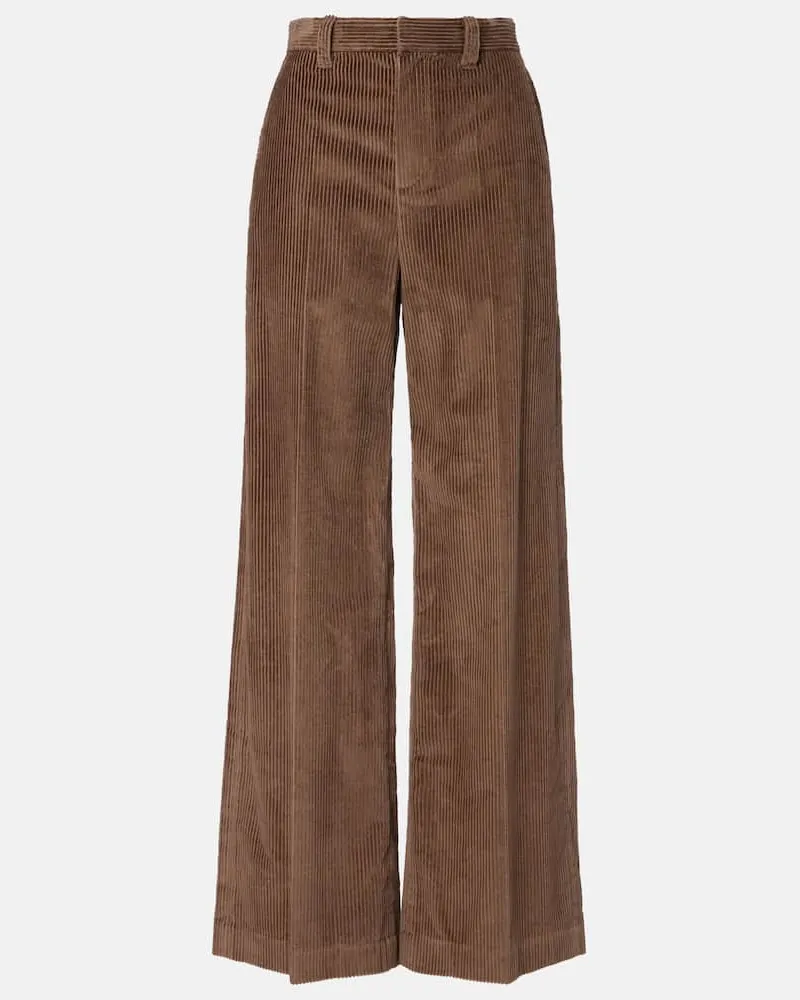 Brunello Cucinelli Weite Hose Monili aus Baumwoll-Cord Braun