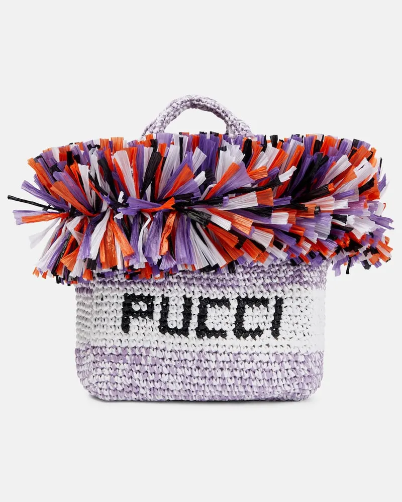 Emilio Pucci Tote Bag Small mit Raffiabast Multicolor