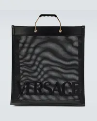 Versace Tote mit Leder Schwarz