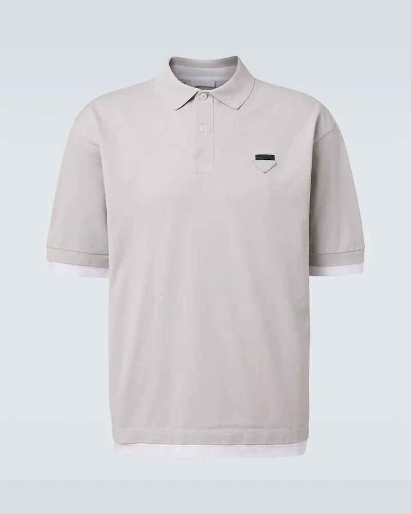 Prada Polohemd aus Baumwoll-Piqué Grau