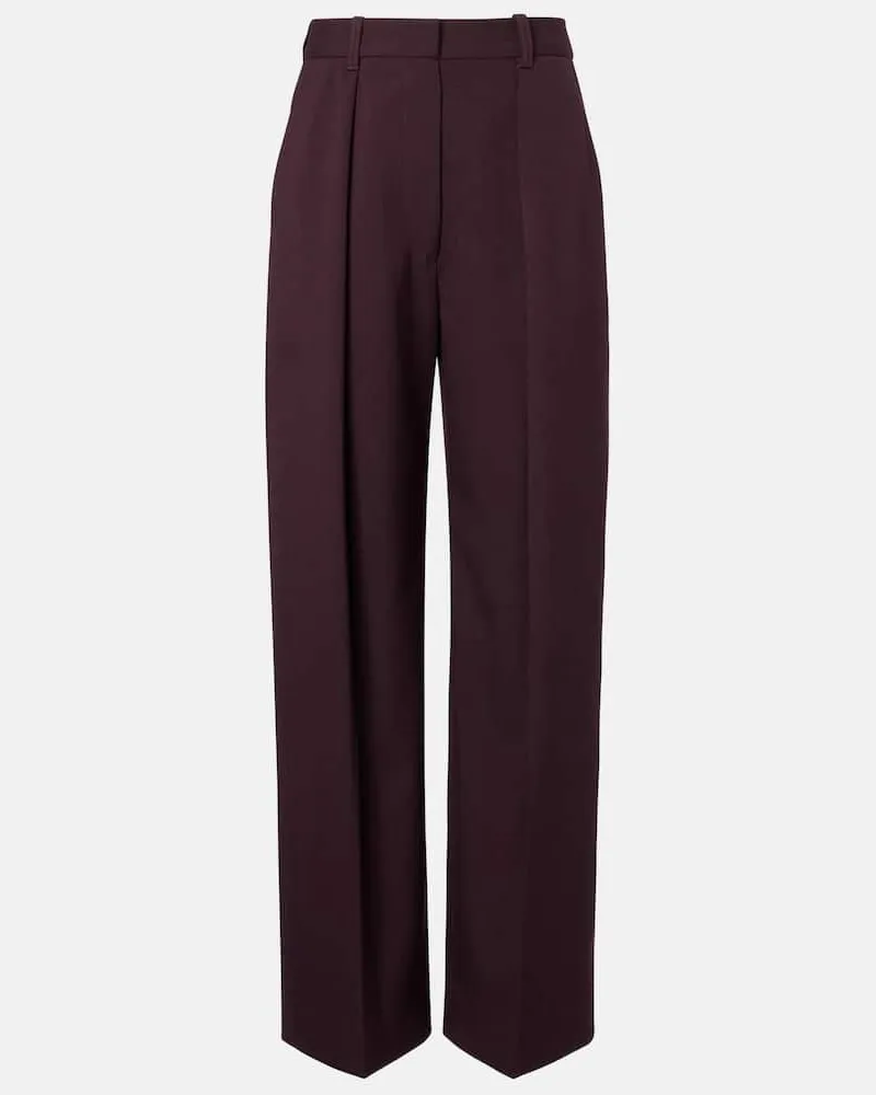 Victoria Beckham Weite High-Rise-Hose Burgunderrot