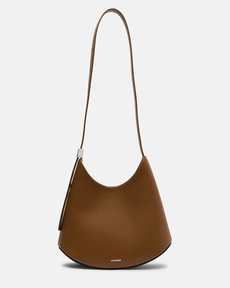 Jil Sander Schultertasche Eldorado Small aus Leder Braun