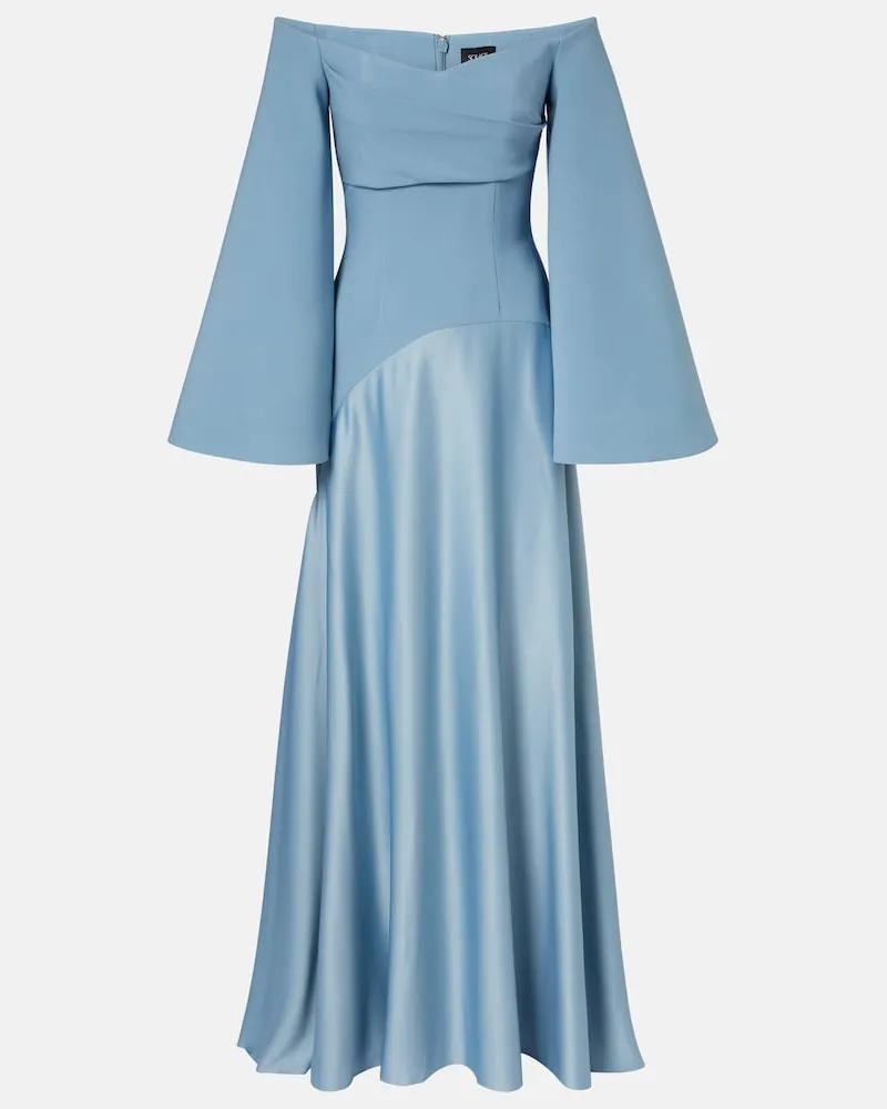 Solace London Robe Rina aus Crêpe und Satin Blau