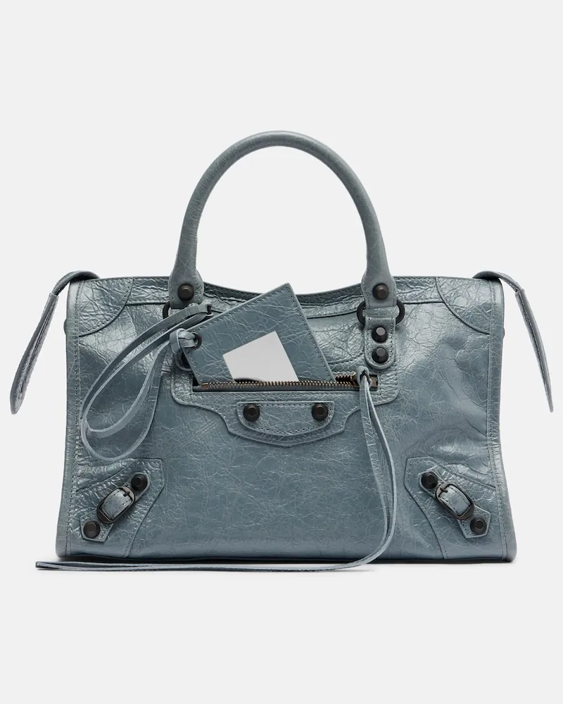 Balenciaga Schultertasche Le City Small aus Leder Grau