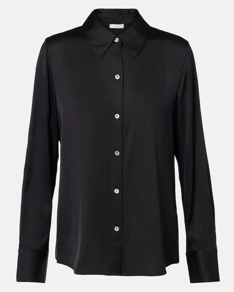 Vince Hemd aus Satin Schwarz