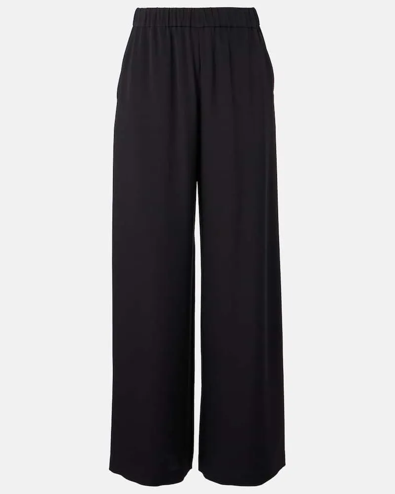 Max Mara Weite Hose Bonn aus Crêpe de Chine Schwarz